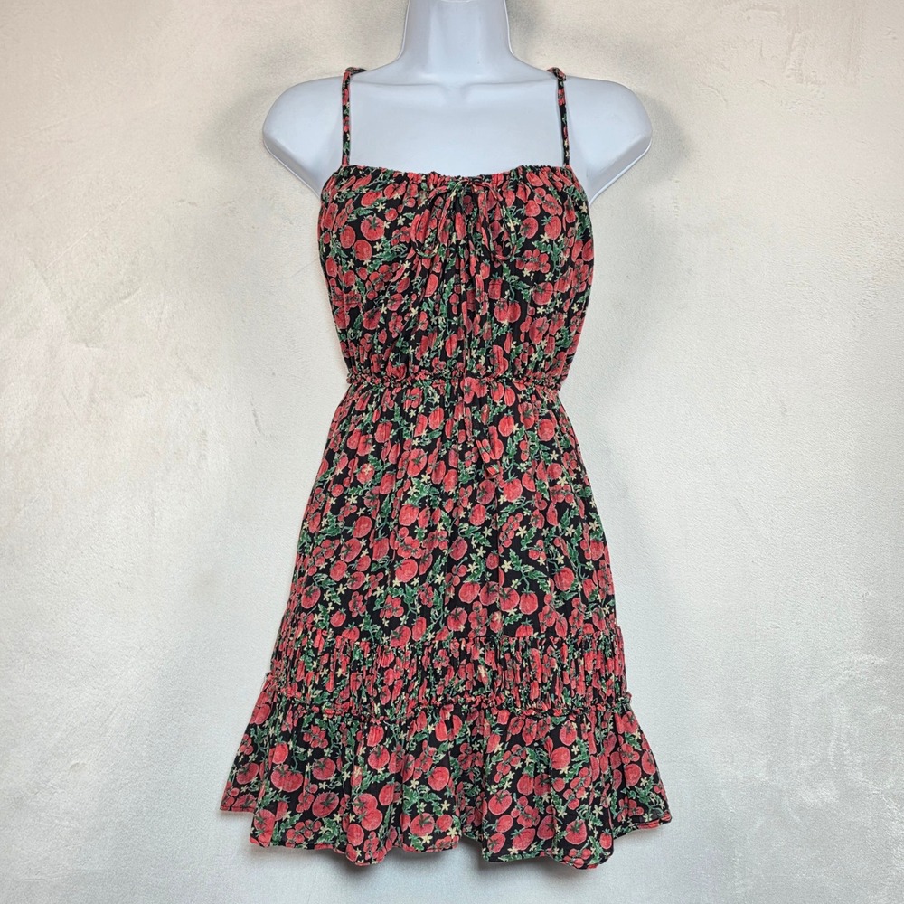 Free People Taking Sides Mini Dress Women's L Tomato Print Boho Coquette Novelty - Picture 2 of 16